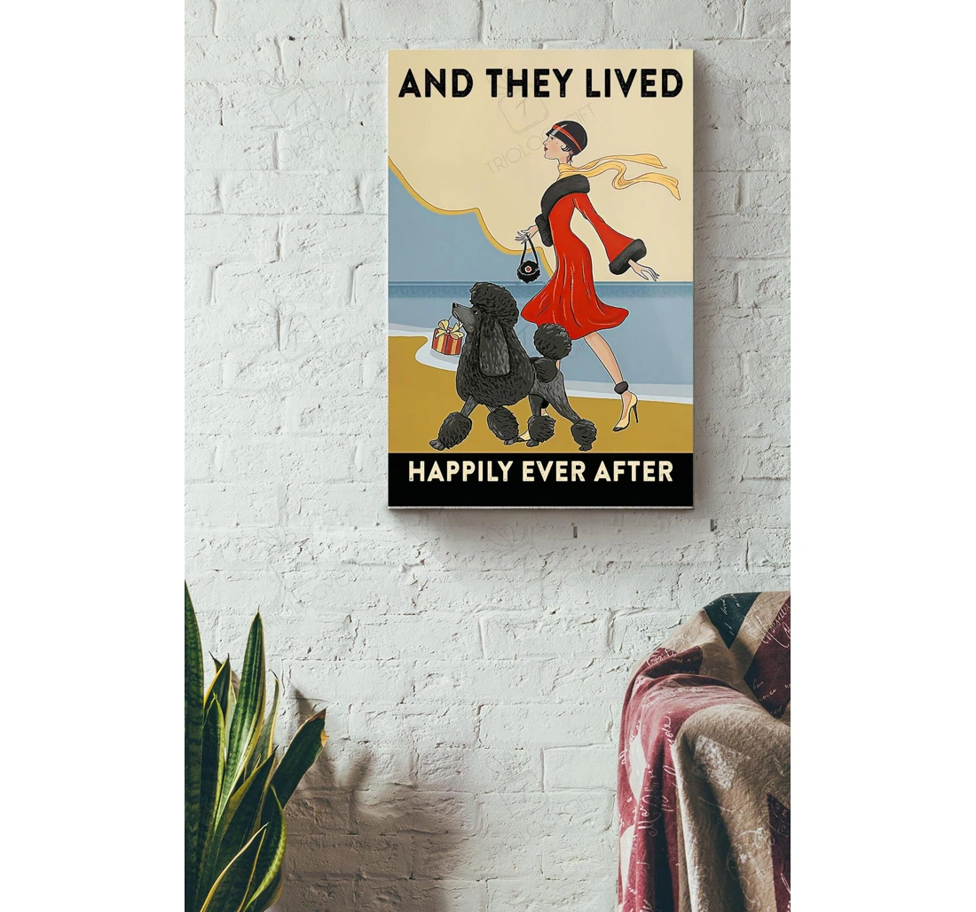 Poster, Canvas - They Lived Happily Ever After Vintage Gallery Girl Bff Dog Lover Dog Mom Womens Day Gallery Idea S Print Framed Wall Art