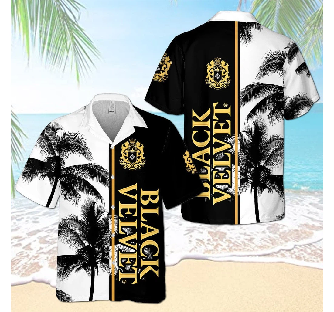 Personalized Black Velvet Palm Tree D Hawaiian Shirt, Button Up Aloha Shirt For Men, Women