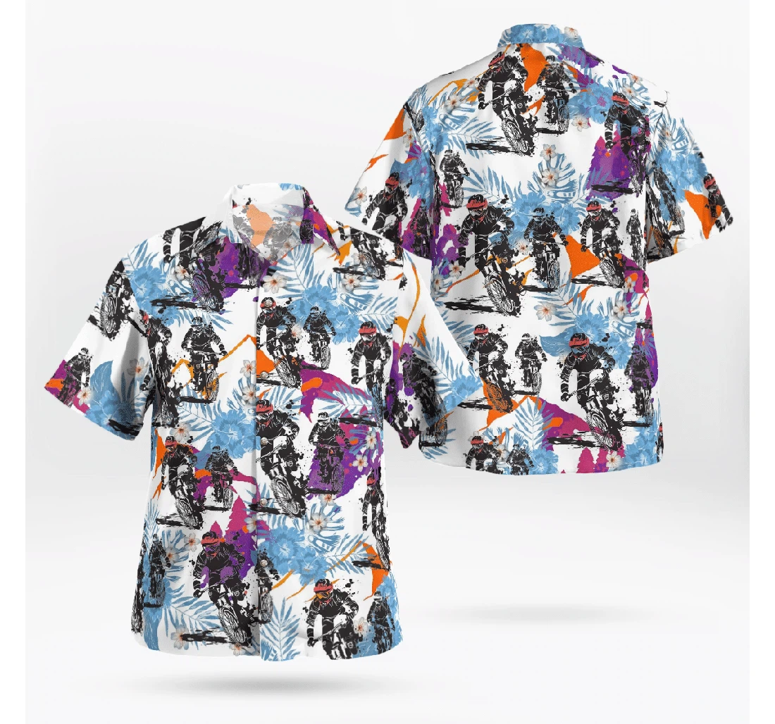 Personalized Mountain Biking D Flowery Hawaiian Shirt, Button Up Aloha Shirt For Men, Women