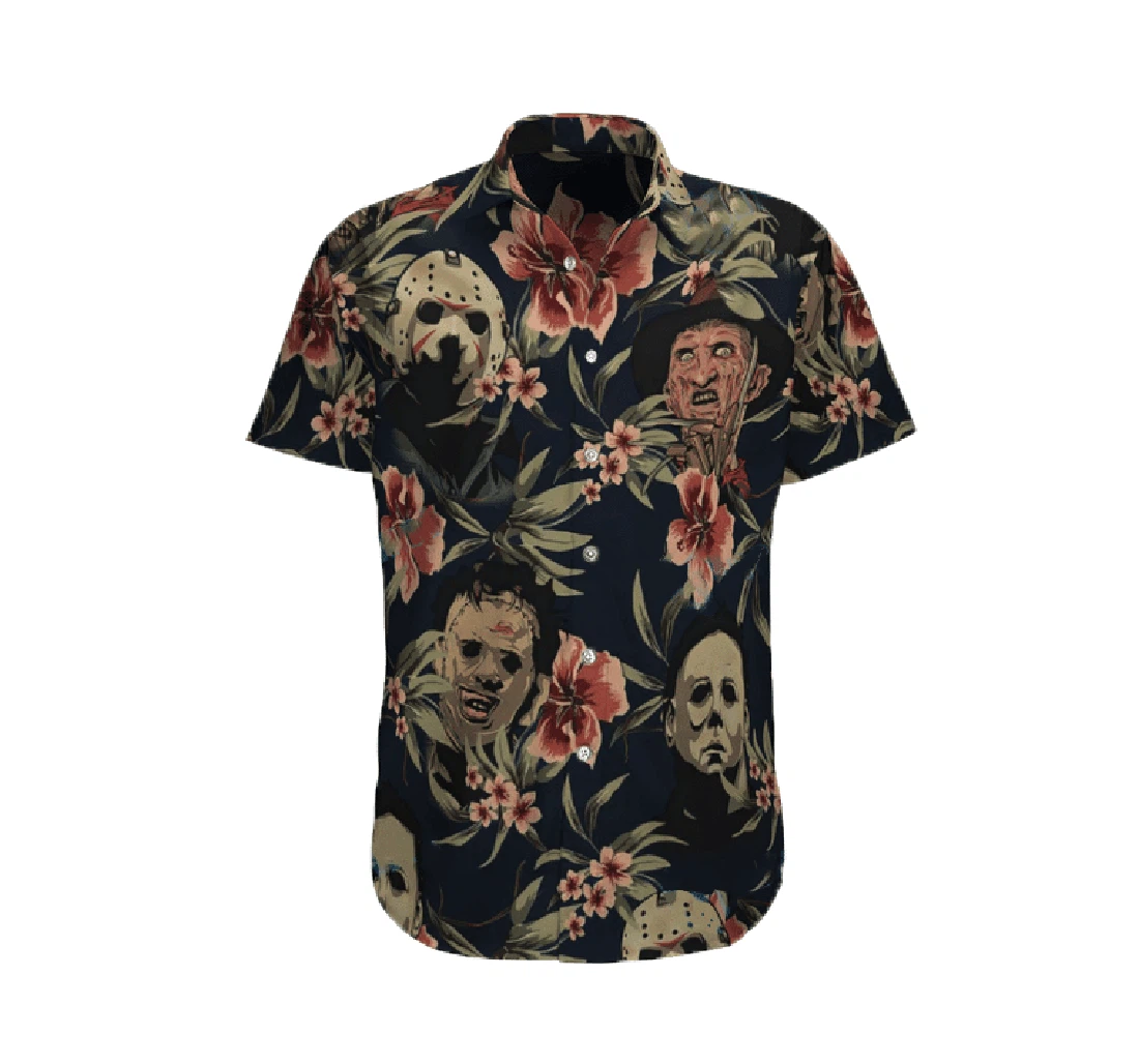 Personalized Halloween Horror Movies Hawaiian Shirt, Button Up Aloha Shirt For Men, Women