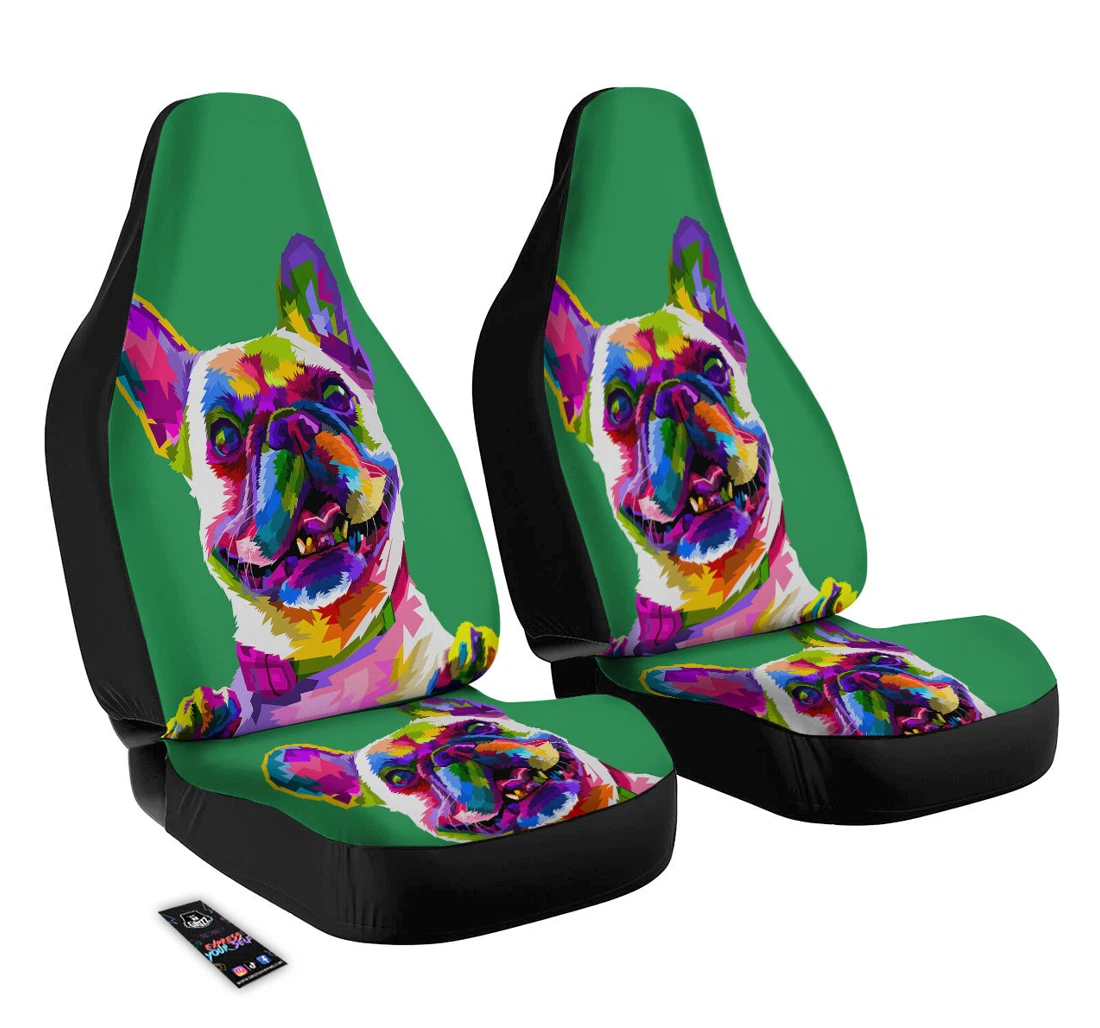 Personalized French Bulldog Coloful Universal Front Car Seat Cover