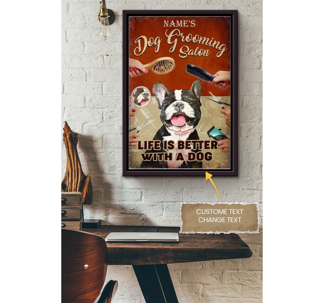 Poster, Canvas - Dog Grooming Salon Personalized Dog Lover Dog Foster Puppy Fan Pet Shop Matte S Print Framed Wall Art