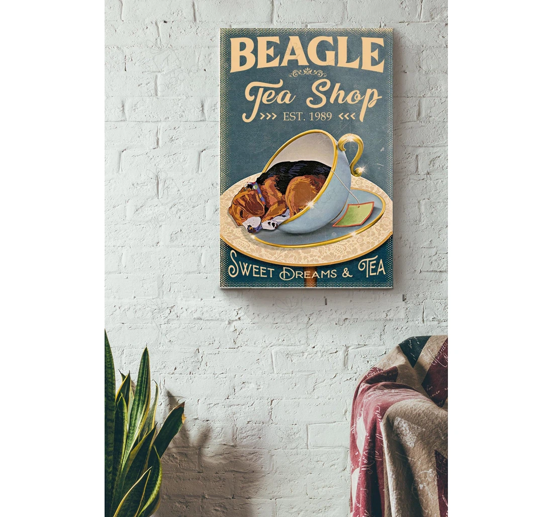 Poster, Canvas - Beagle Tea Shop Sweet Dream And Tea Coffee Shop Dog Fan Gallery Idea S Print Framed Wall Art