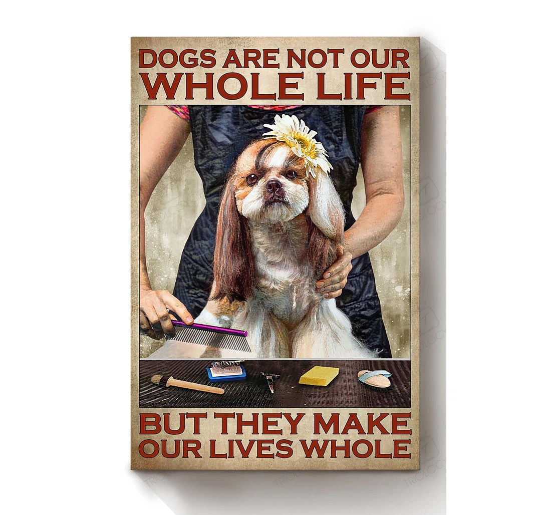 Poster, Canvas - Dog Lover Dog Grooming Shop Dog Mom Dog Foster Print Framed Wall Art