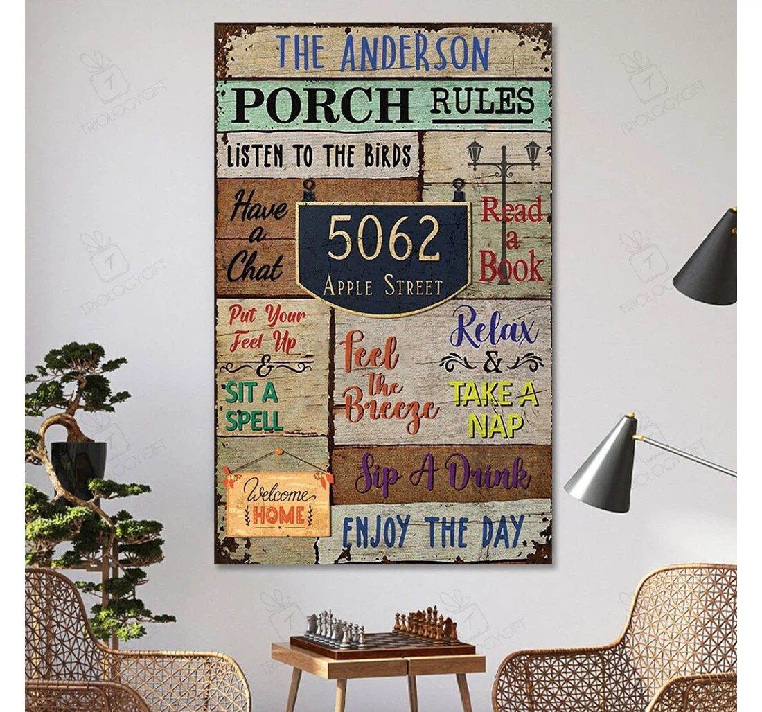 Personalized Metal Sign - Porch Rules Personalized Patio And Porch Rule Custom Address Patio Porch Deck MonoGram