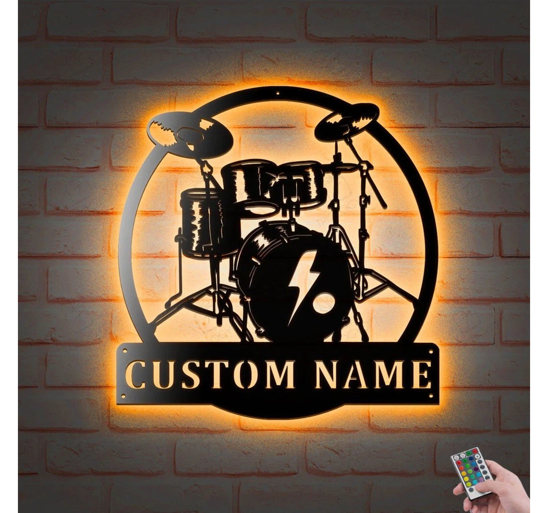 Personalized Metal Sign - Custom Drummer V With Or Without Led Lighting Lights Personalized Drums Music Name Musician MonoGram