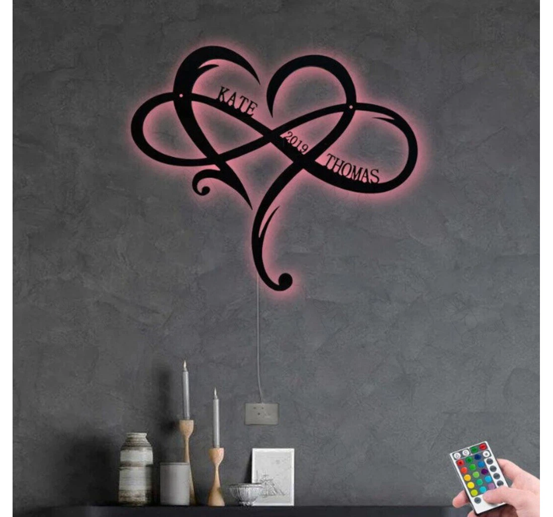 Personalized Metal Sign - Infinity Heart Led Light Personalized Wedding Idea Infinity Heart Custom Valentines Day MonoGram