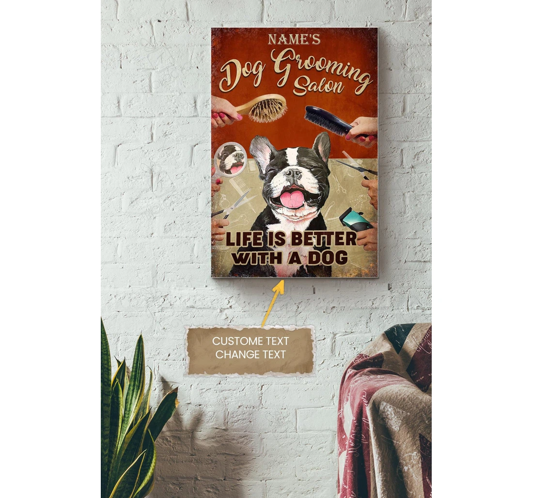 Poster, Canvas - Dog Grooming Salon Personalized Dog Lover Dog Foster Puppy Fan Pet Shop Gallery Idea S Print Framed Wall Art