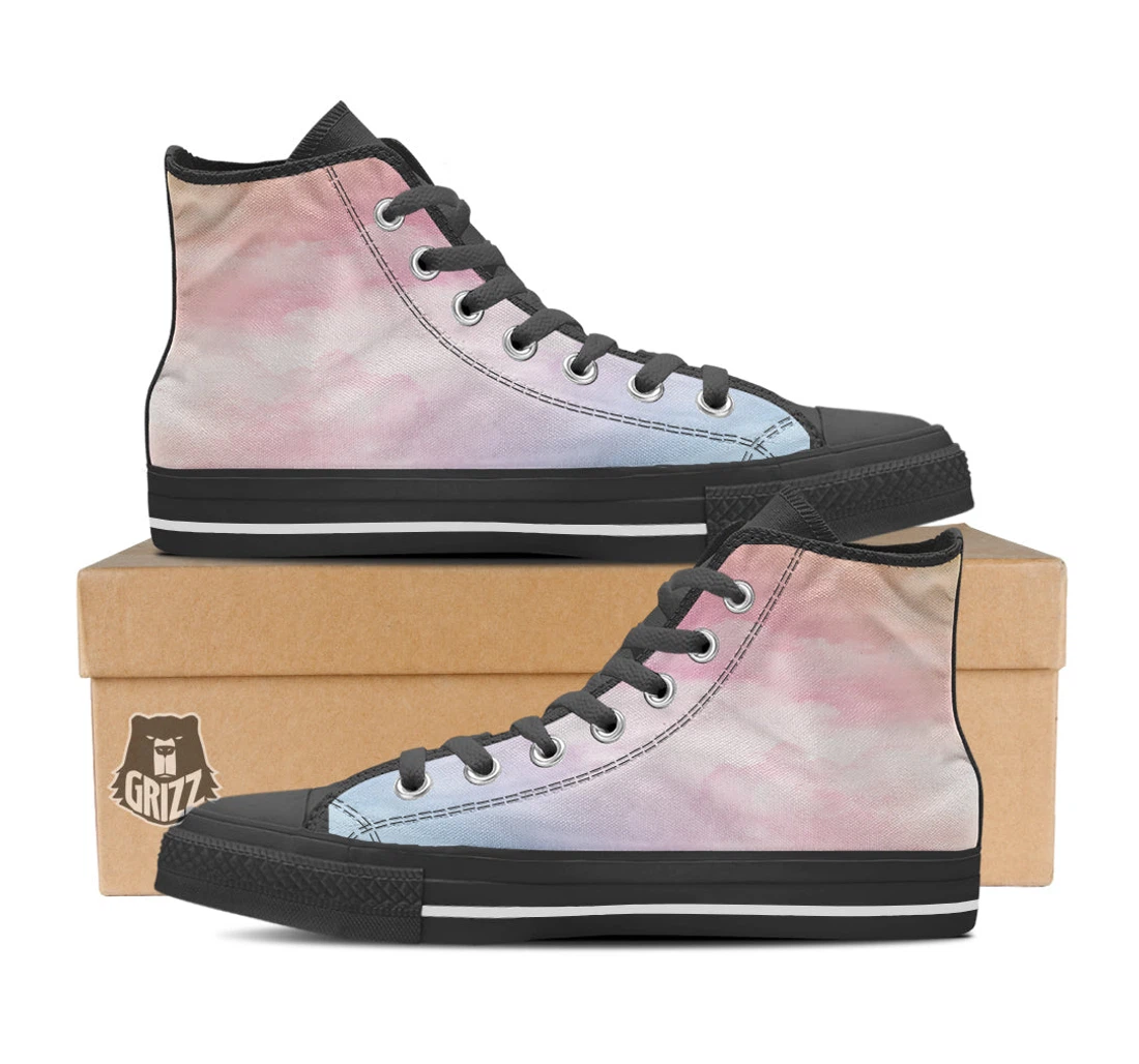 Cloud Coloful Print Black High Top Shoes