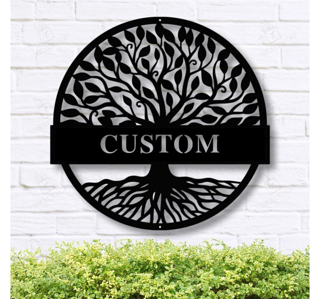 Personalized Metal Sign - Custom Tree Family Name Family Name Farmhouse Christmas Gif MonoGram