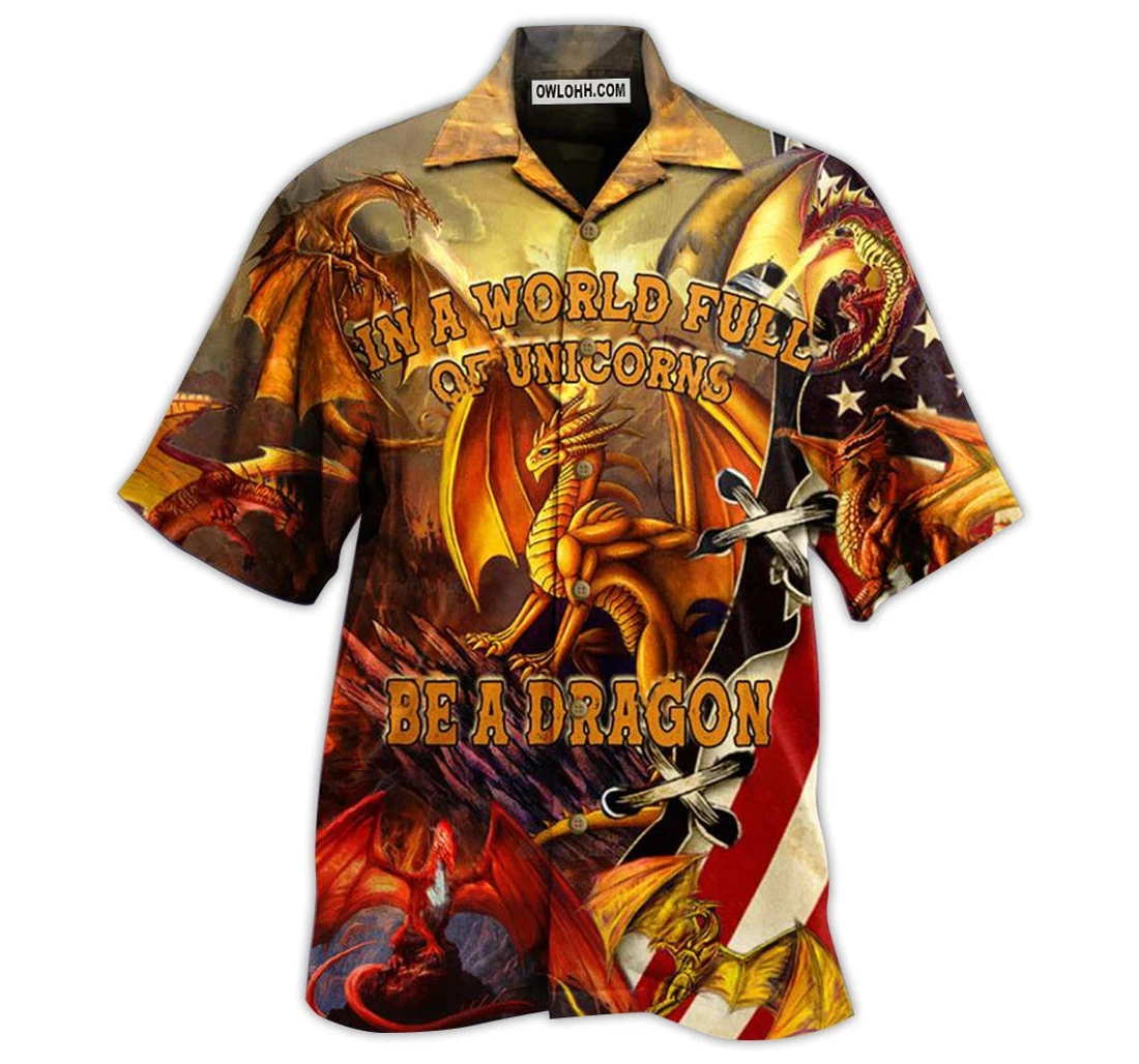 Personalized Dragon In A World Off Unicon Be A Dragon Hawaiian Shirt, Button Up Aloha Shirt For Men, Women