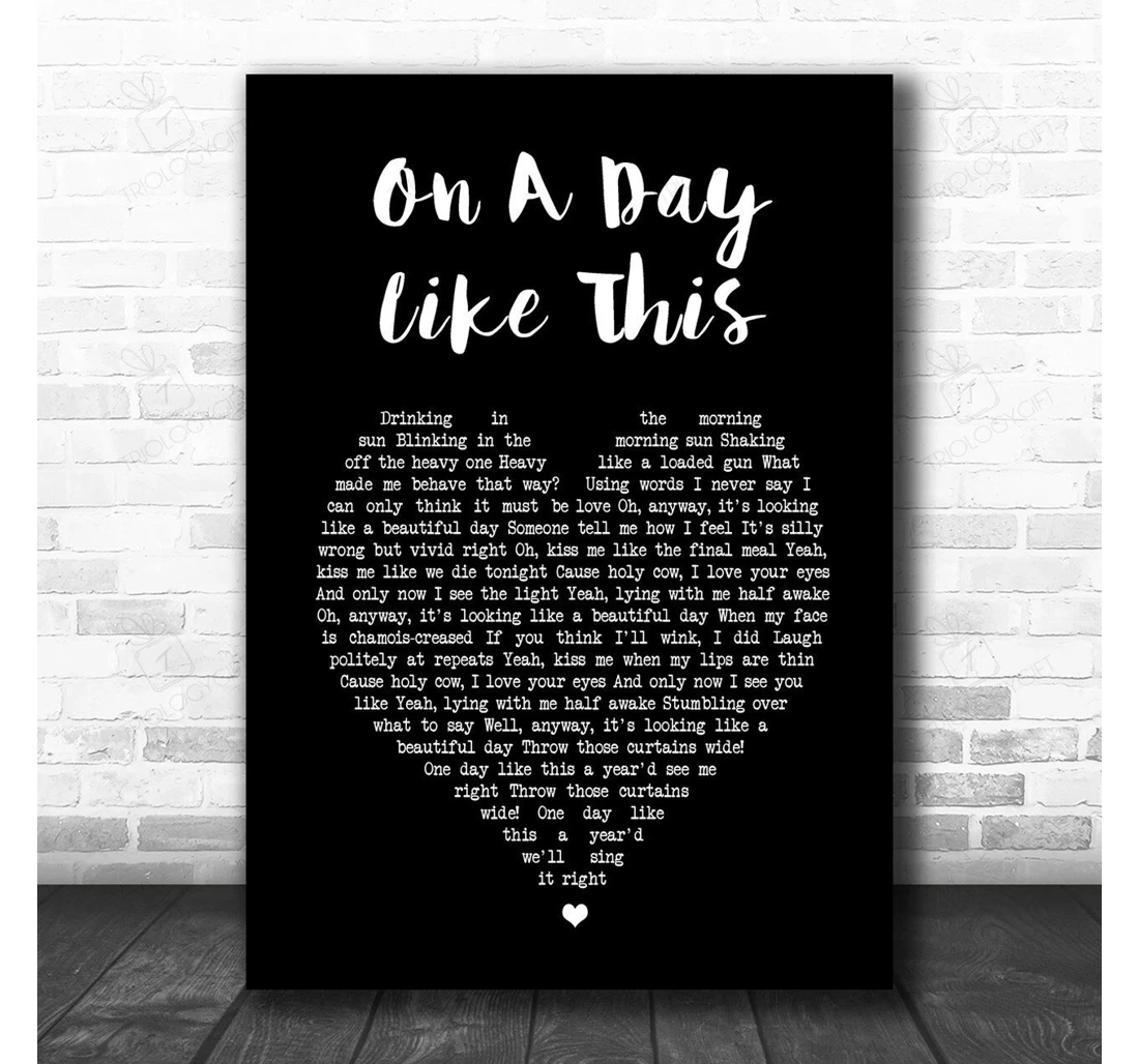 Poster, Canvas - Elbow On A Day Like This Black Heart Song Lyric Personalised Lyrics Custom Print Framed Wall Art