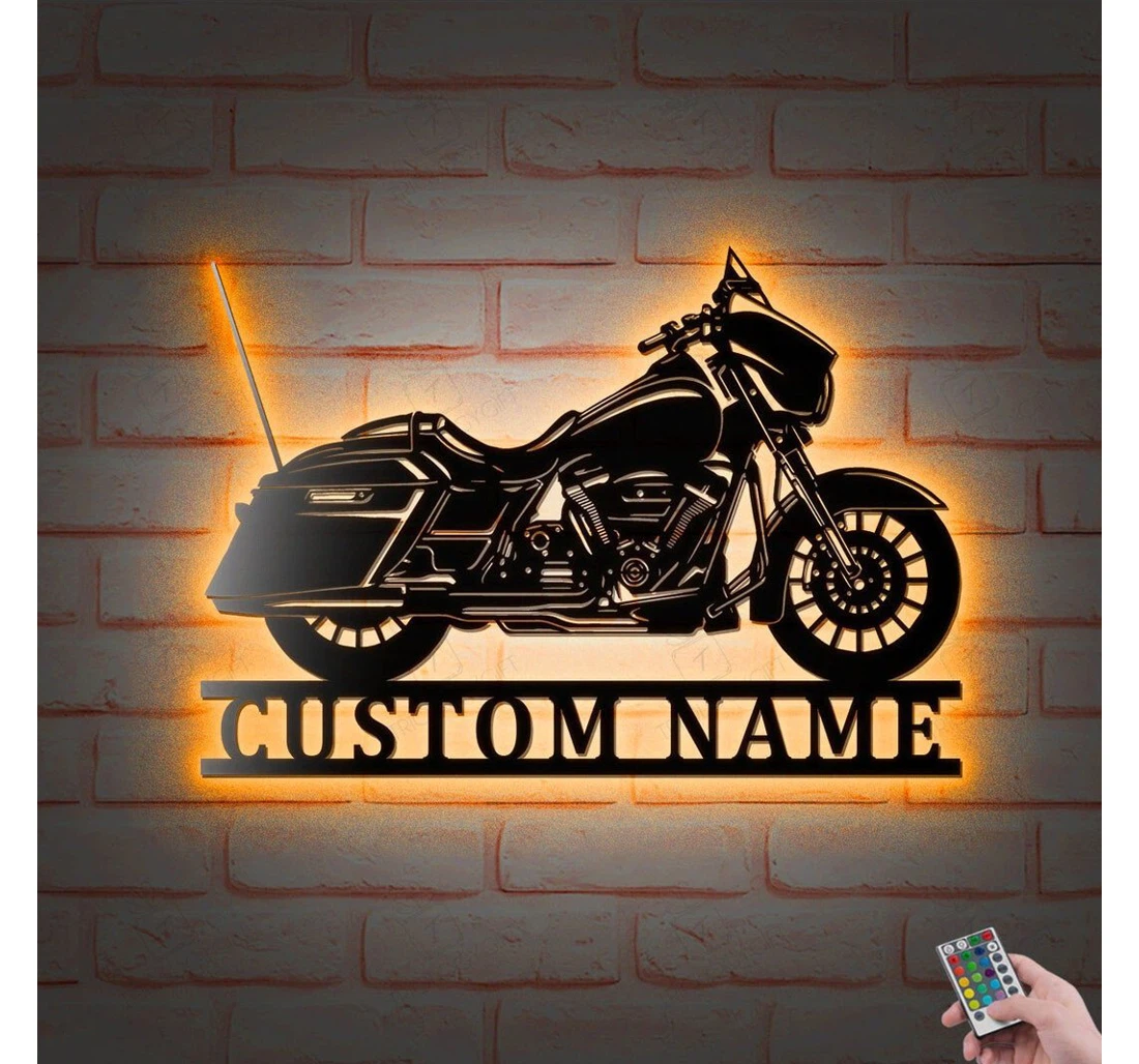 Personalized Metal Sign - Personalized Motorcycle V Led Lights Custom Name Motorcycle Garage Art Biker MonoGram