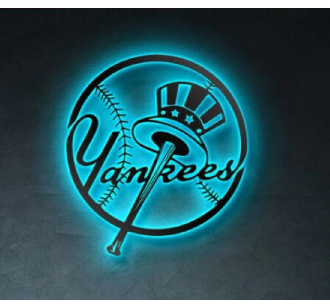 Personalized Metal Sign - New York Baseball With Or Without Led Lighting Rgb Lights New York Baseball Baseball MonoGram