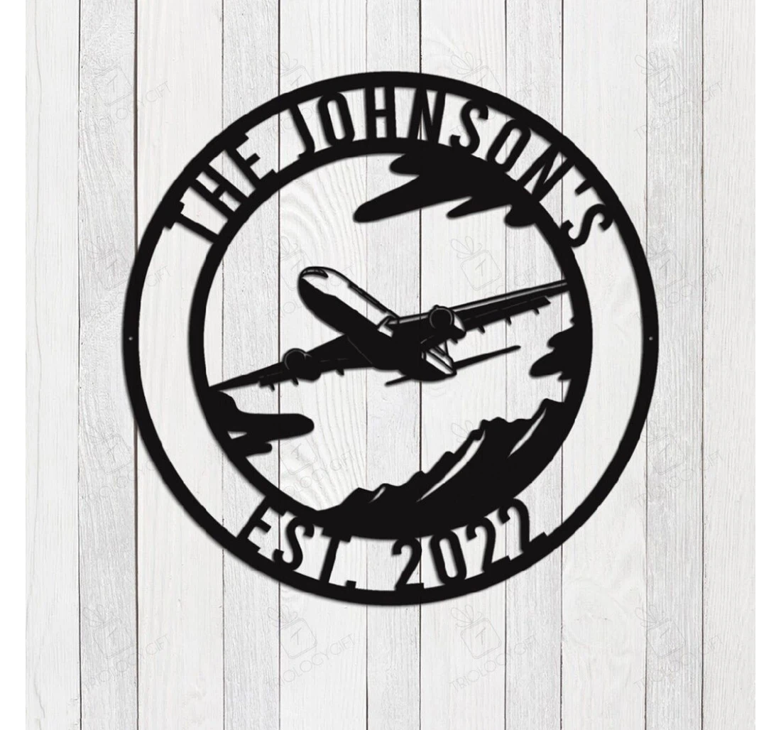 Personalized Metal Sign - Custom Airplane Boy Room Airplane Pilot Name Pilot Men MonoGram