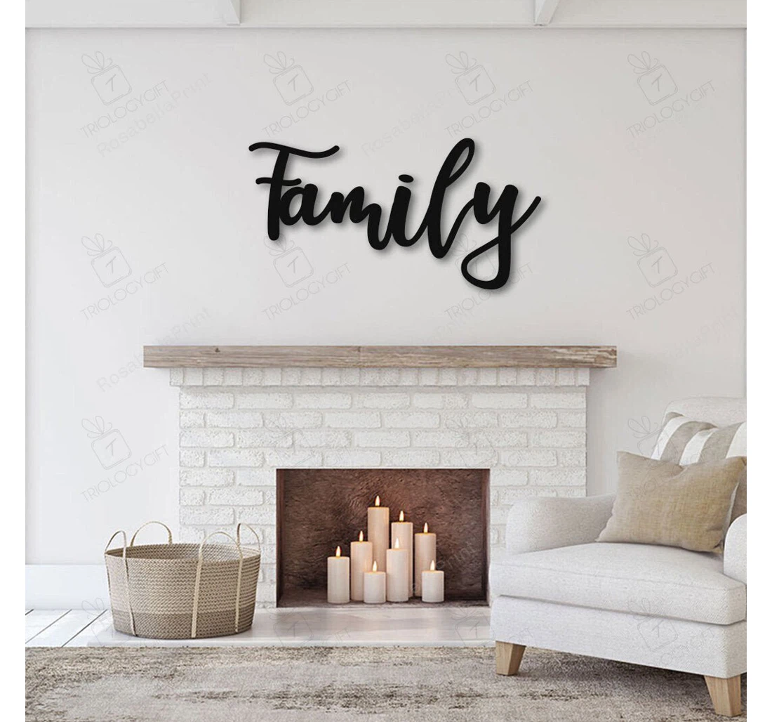 Personalized Metal Sign - Family Family Custom Family Room Cursive Cursive MonoGram