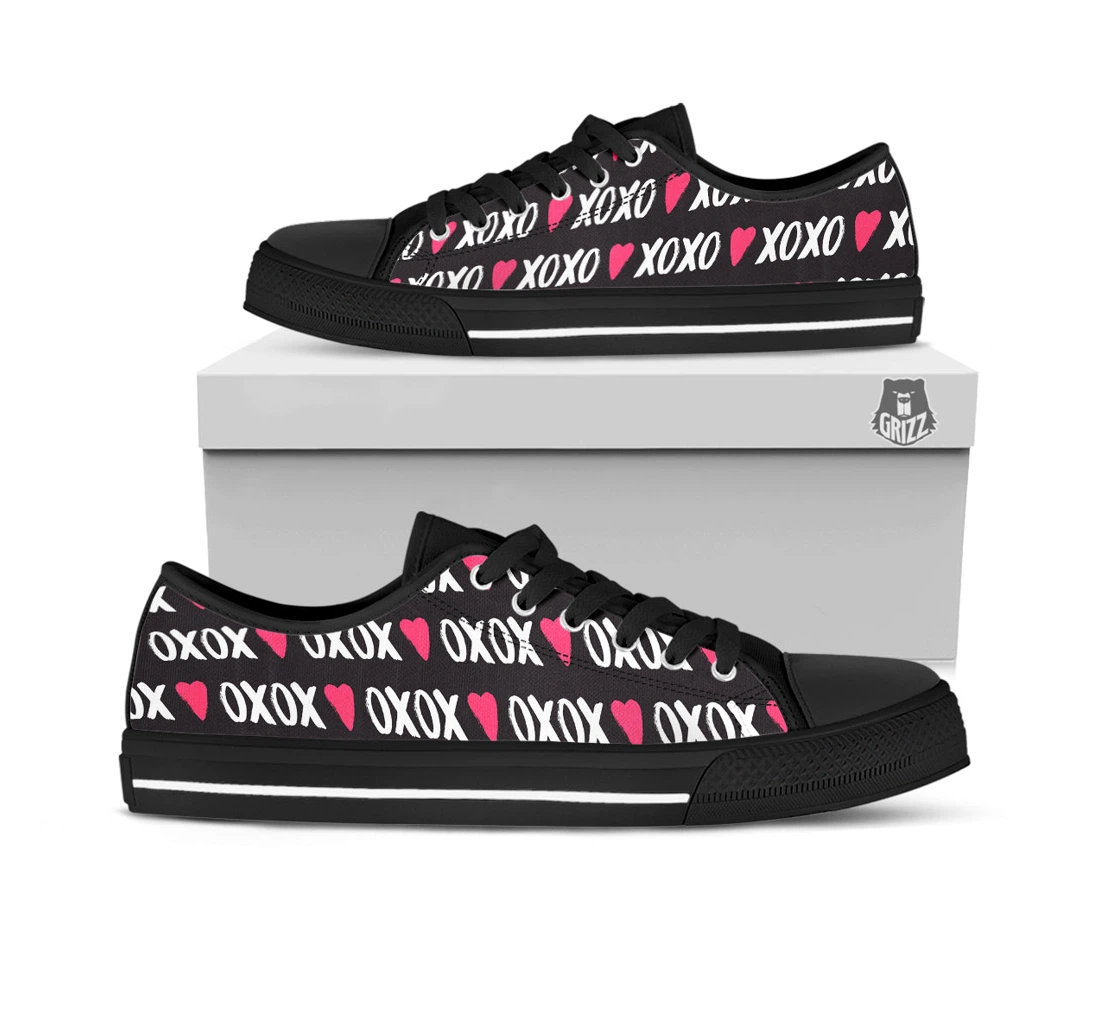 Xoxo Valentine's Day Print Pattern Black Low Top Shoes