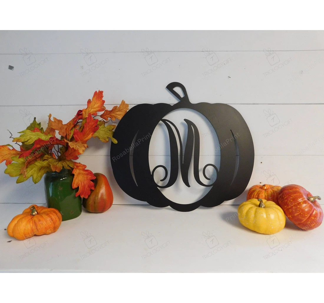 Personalized Metal Sign - Fall Halloween Pumpkin Personalized MonoGram