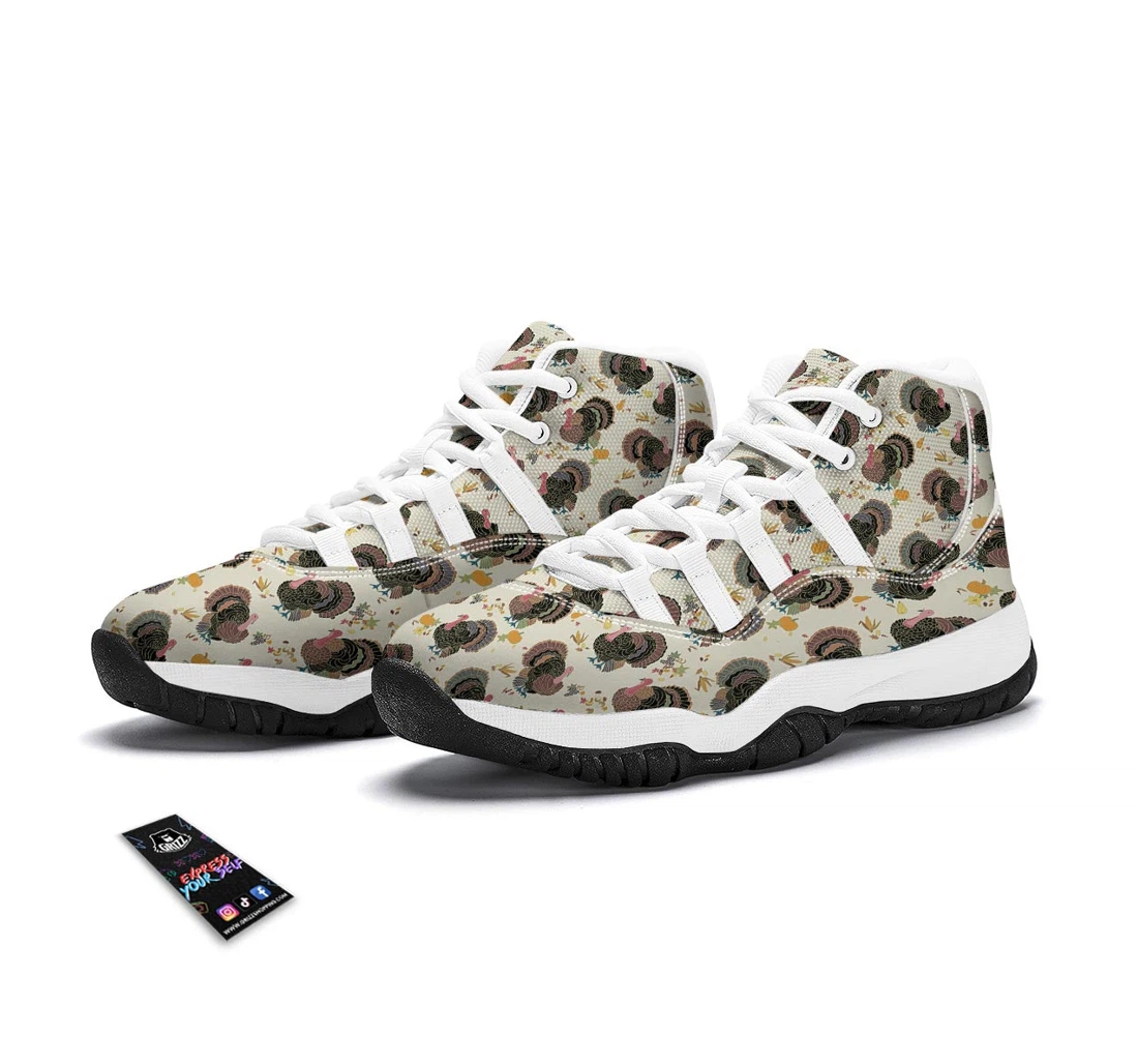 Thankgiving Turkey Print Pattern White Bball Shoes