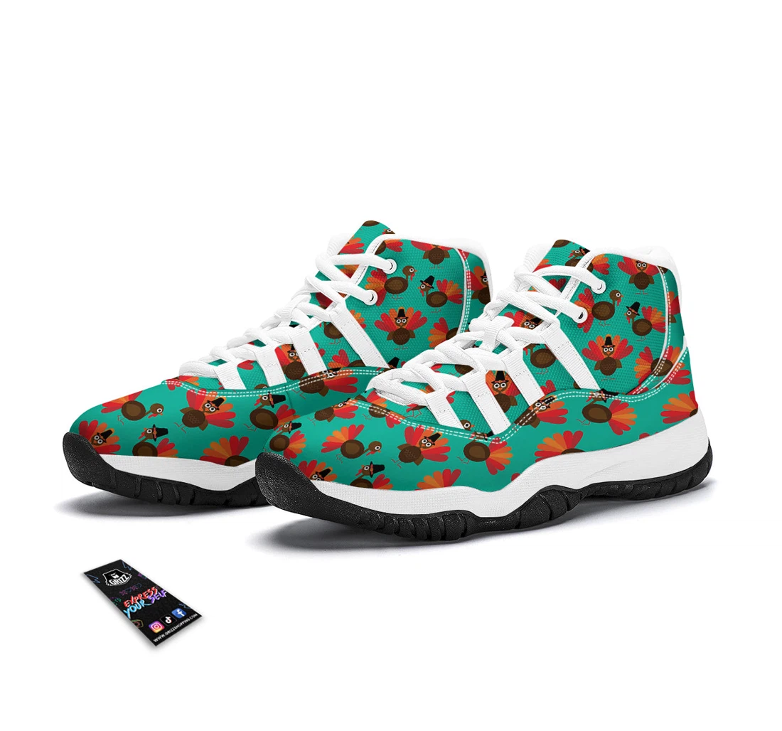 Pattern Print Thankgiving Turkey White Bball Shoes