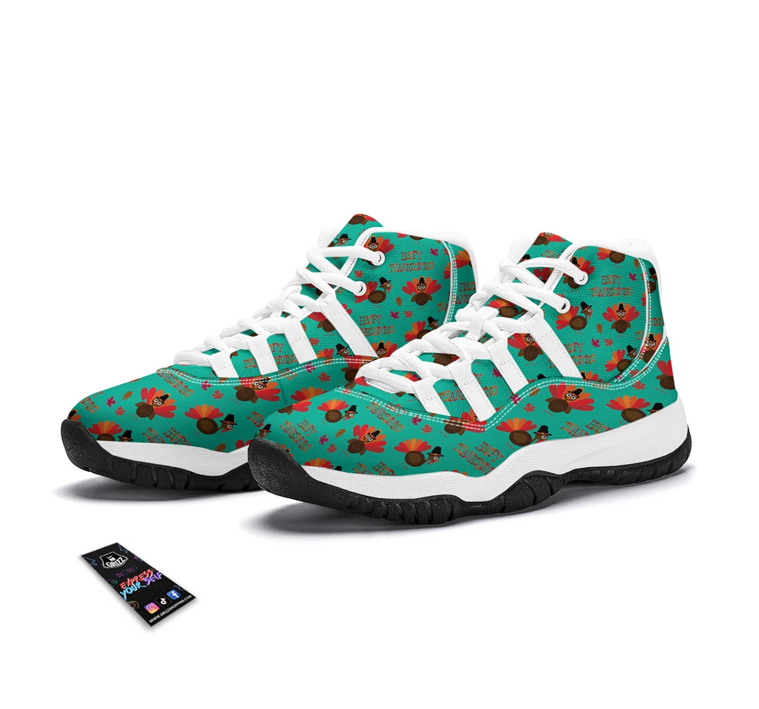 Pattern Print Turkey Thankgiving White Bball Shoes