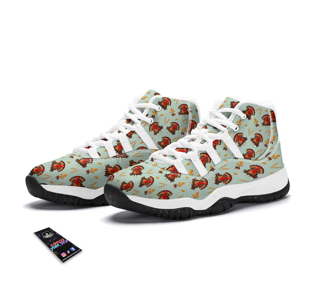 Turkey Thankgiving Print Pattern White Bball Shoes