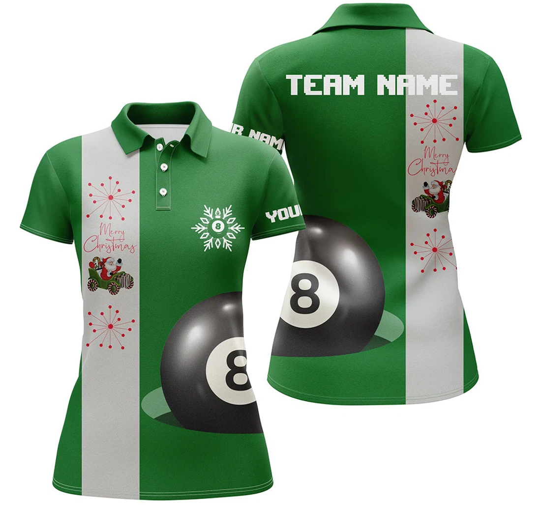 Personalized Custom Green Merry Christmas Ball Billiard Best Christmas Player Tdm - Polo Shirt