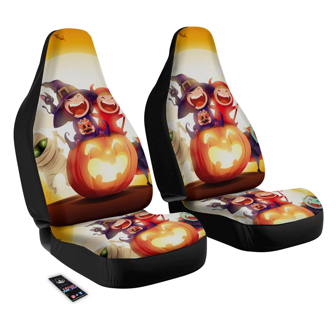 Personalized Moonlight Halloween Universal Front Car Seat Cover