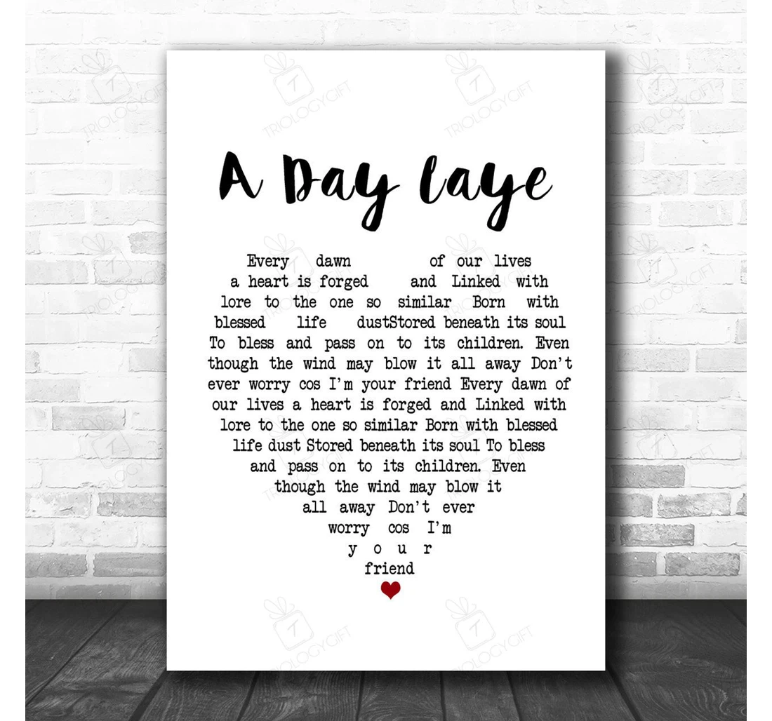 Poster, Canvas - T Rex A Day Laye White Heart Song Lyric Personalised Lyrics Custom Print Framed Wall Art