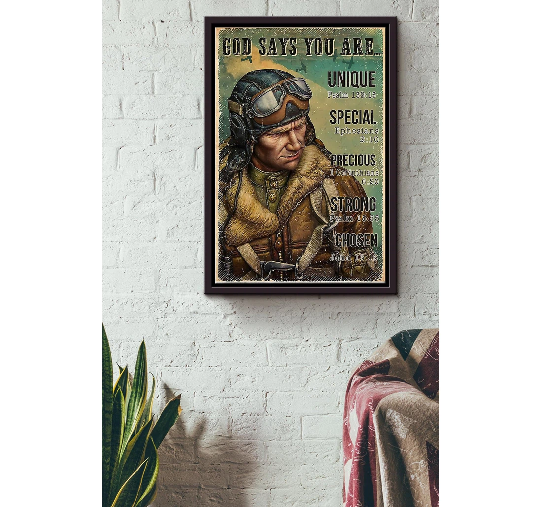 Poster, Canvas - Pilot God Says You Are Aviation Knowledge Flight Engineer Flight Attendants Pilot Fighter Plane Cockpit Pilot Matte S Print Framed Wall Art