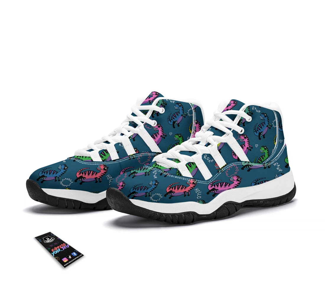 T Rex Dinosaur Print Pattern White Bball Shoes