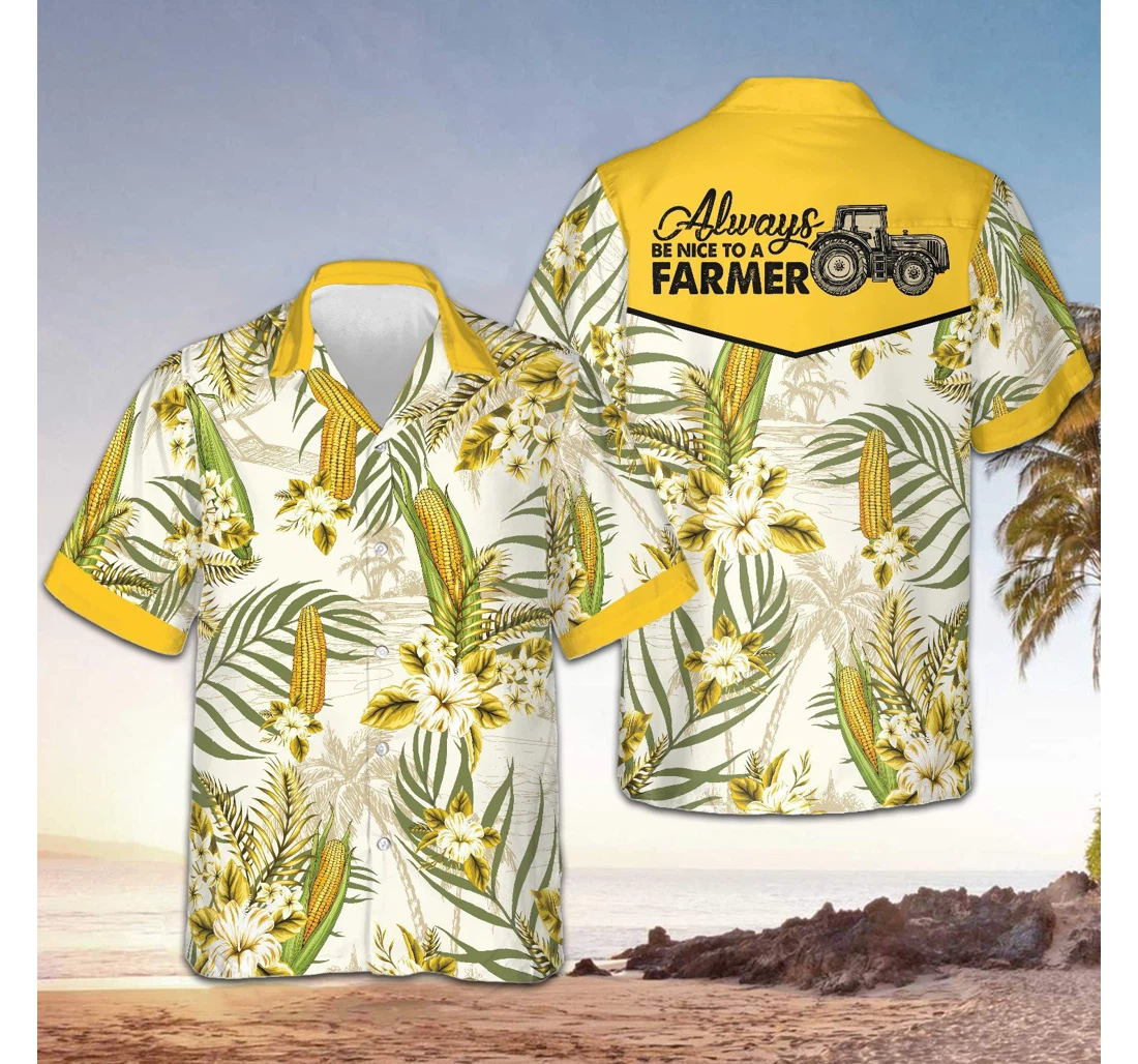 Personalized Always Be Nice Farmer Corn Farmer Gifts Hawaiian Shirt, Button Up Aloha Shirt For Men, Women