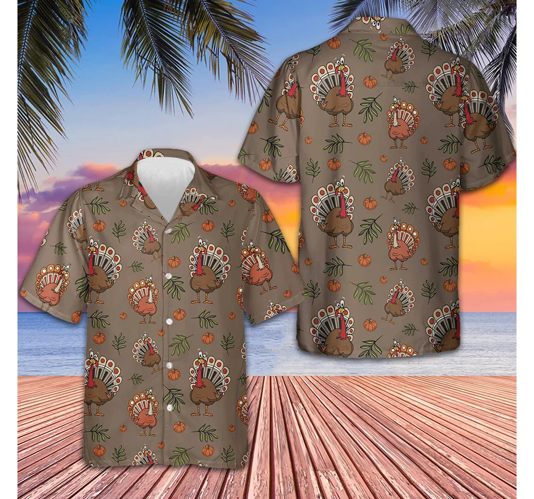 Personalized Thanksgiving Day Turkey Thanksgiving Gifts Boyfriend Hawaiian Shirt, Button Up Aloha Shirt For Men, Women