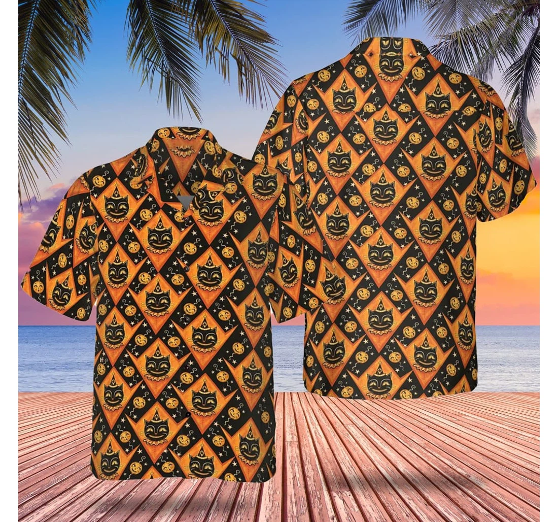 Personalized Black Cats Halloween Gifts Halloween Hawaiian Shirt, Button Up Aloha Shirt For Men, Women