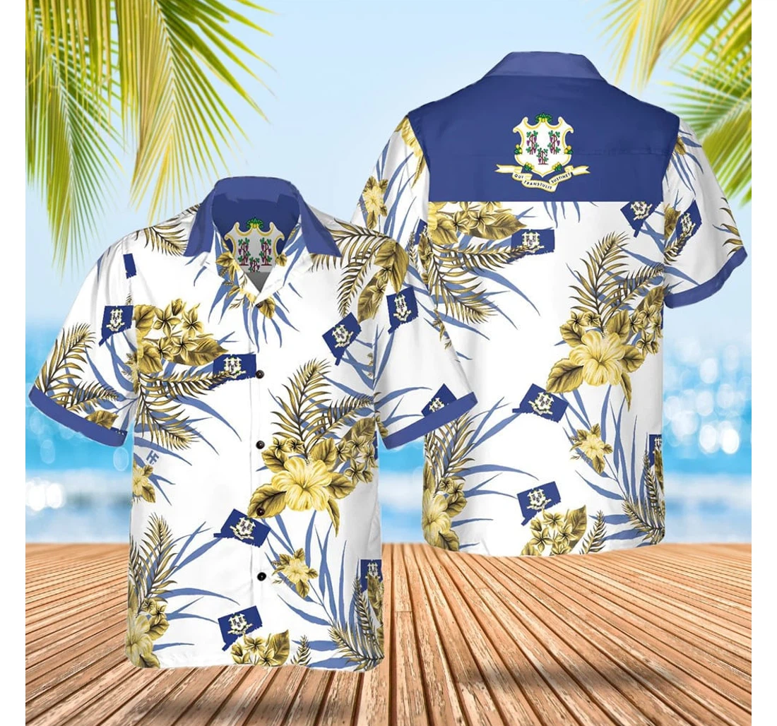 Personalized Connecticut Born In Connecticut Hawaiian Shirt, Button Up Aloha Shirt For Men, Women