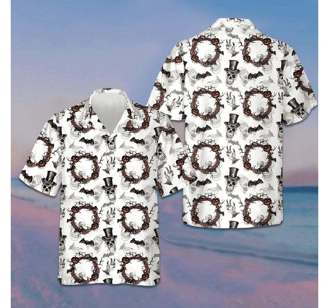 Personalized Festive Halloween Gentleman Skull Halloween Gift Ideas Hawaiian Shirt, Button Up Aloha Shirt For Men, Women