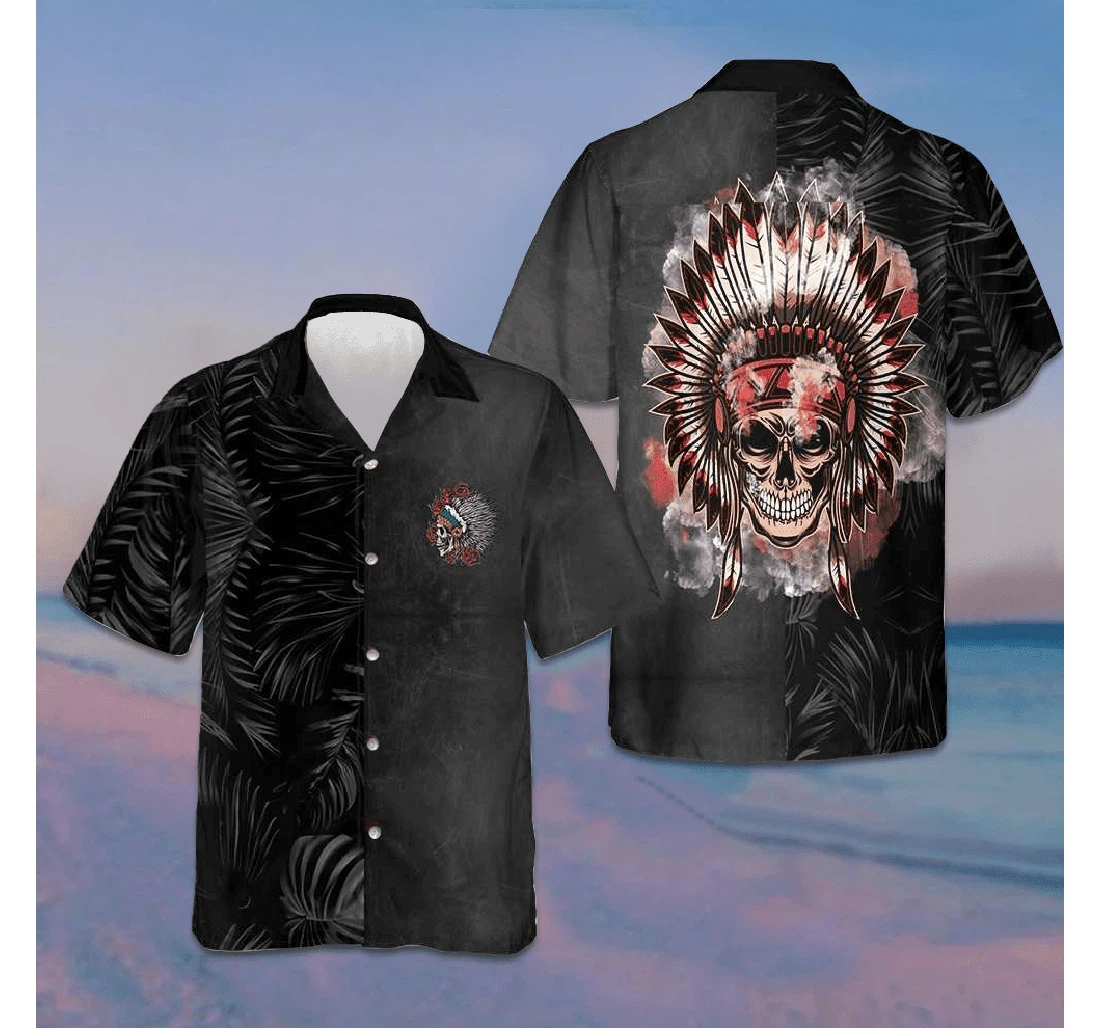 Personalized Wild West Native American Skull Hawaiian Shirt, Button Up Aloha Shirt For Men, Women
