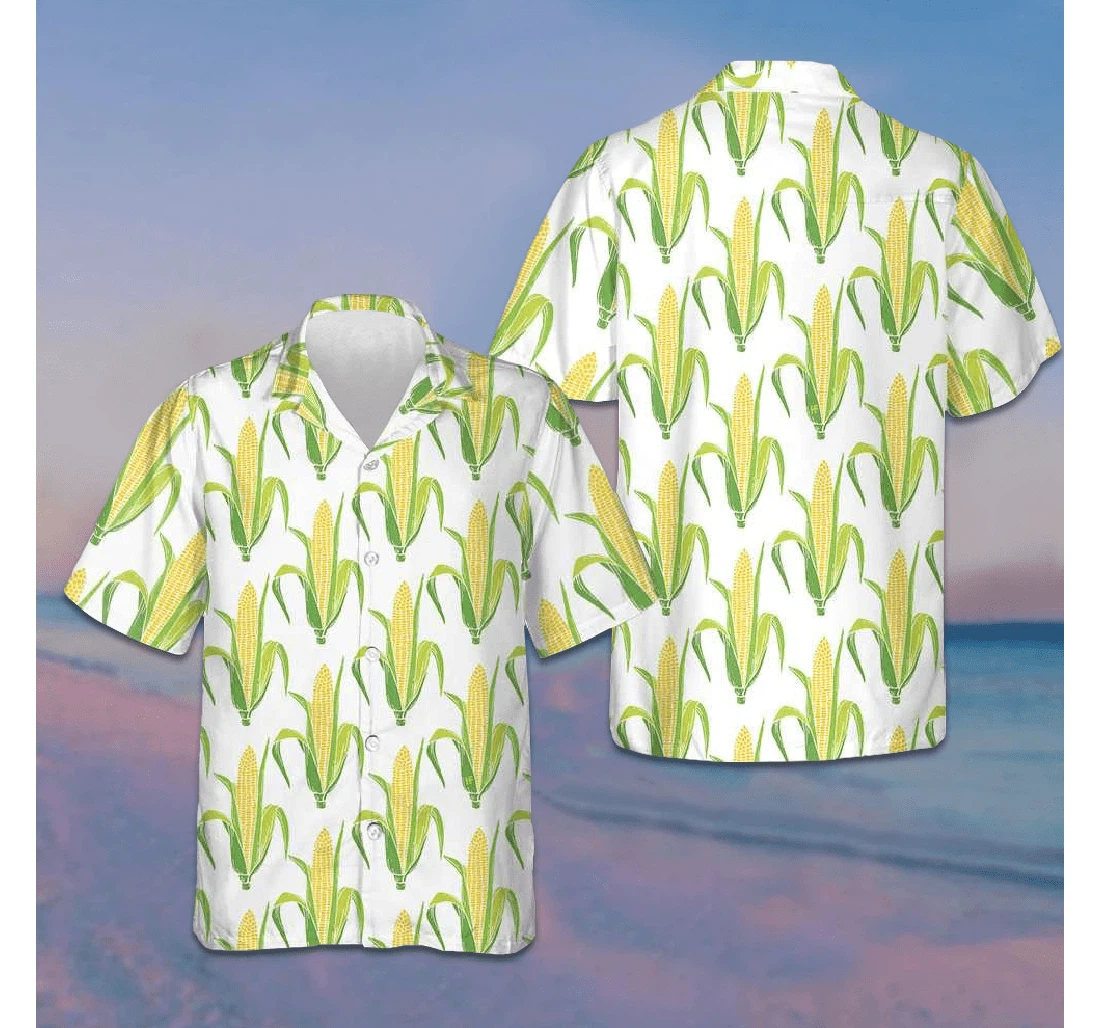 Personalized Yellow Corn Cobs With Green Leaves Corn Gifts Dude Hawaiian Shirt, Button Up Aloha Shirt For Men, Women