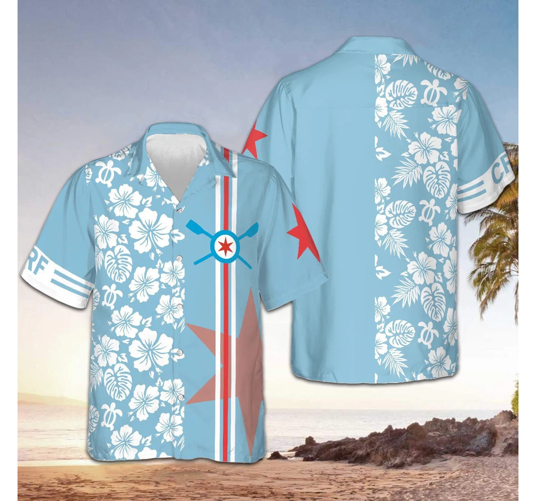 Personalized Crf Chicago Flag Flowers Pattern Chicago Gift Ideas Hawaiian Shirt, Button Up Aloha Shirt For Men, Women