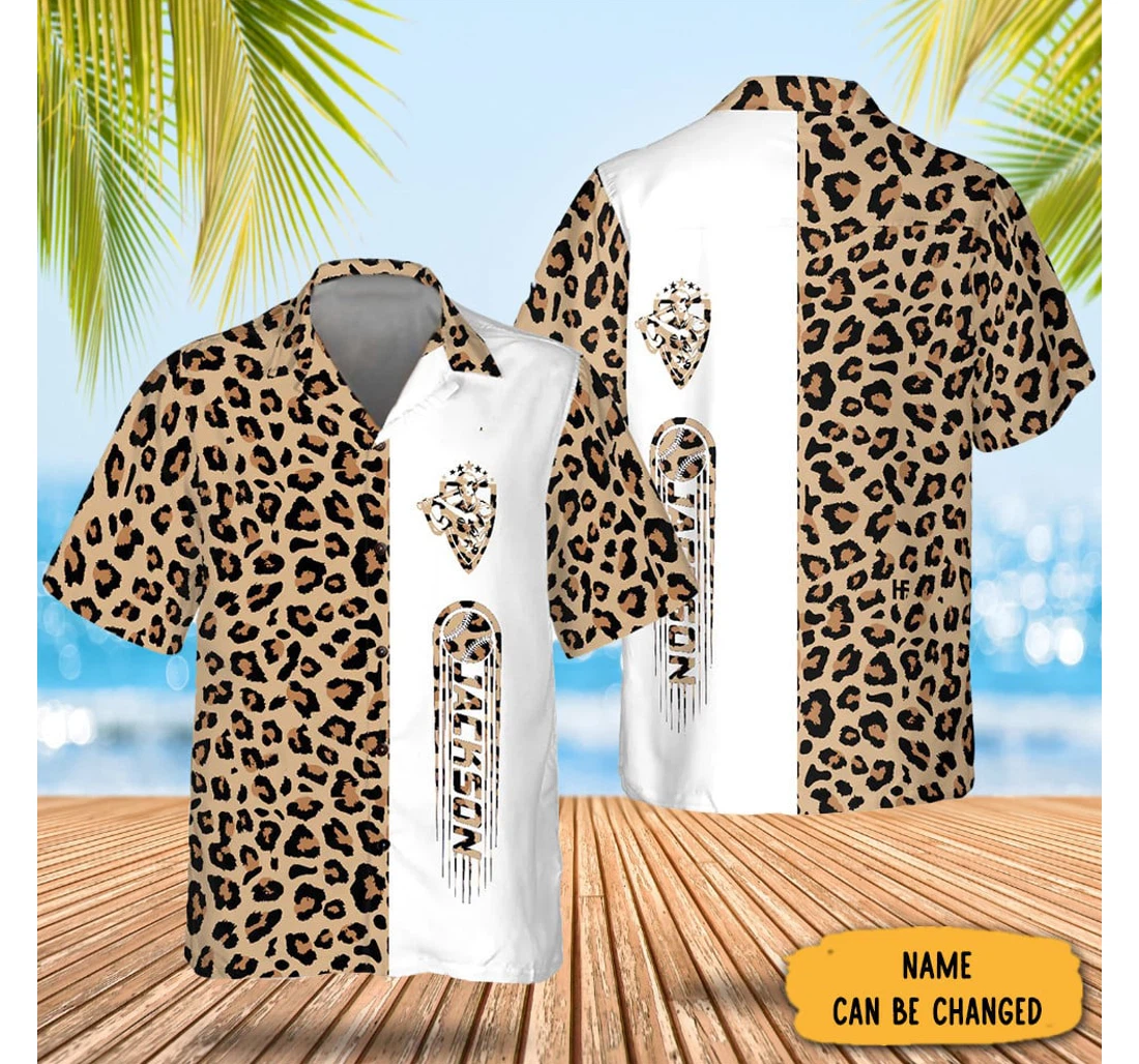 Personalized Customized Baseball Leopard Baseball Lover Hawaiian Shirt, Button Up Aloha Shirt For Men, Women