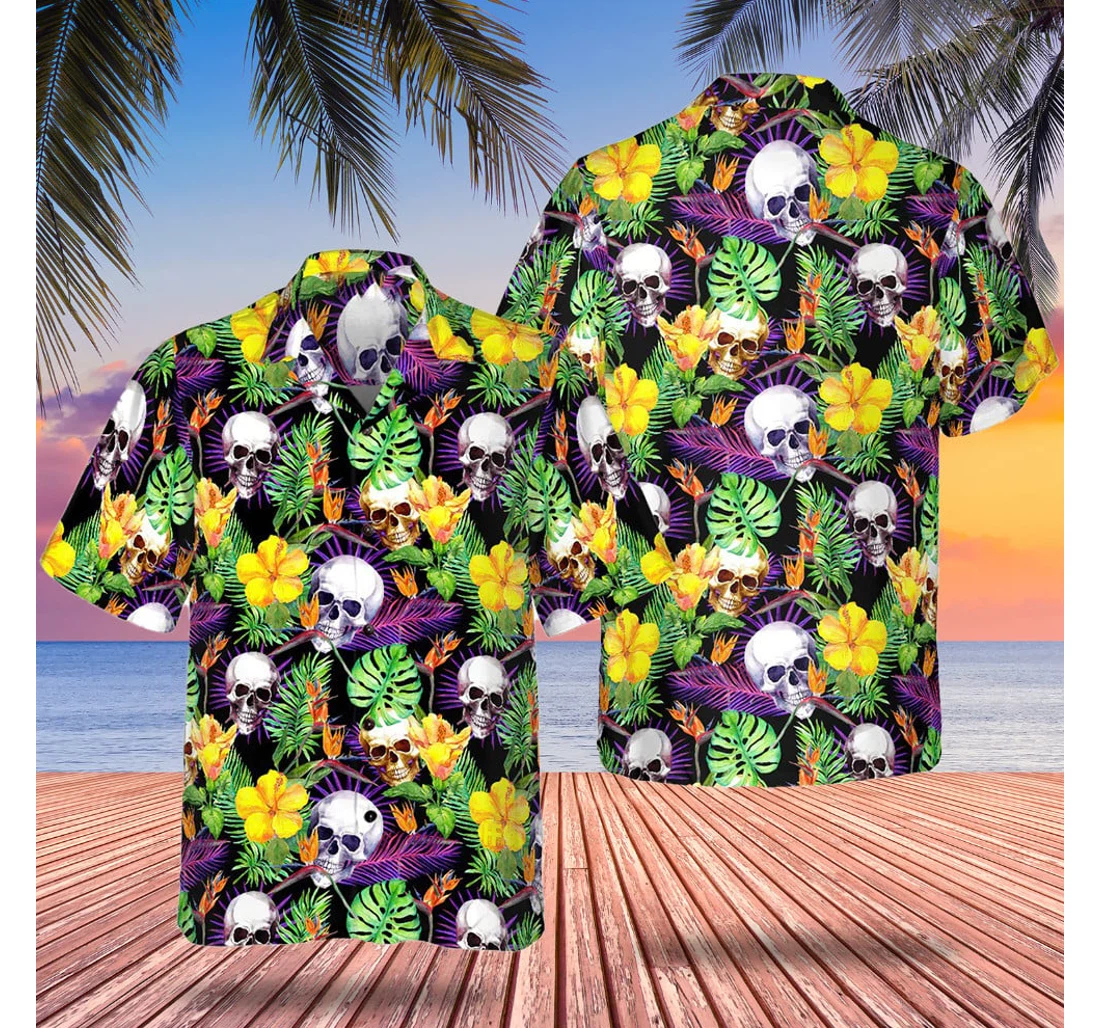 Personalized Skull Pattern Best Gift Son Hawaiian Shirt, Button Up Aloha Shirt For Men, Women