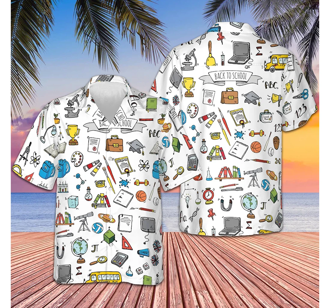 Personalized Back School Cute Gift Ideas Teachers Hawaiian Shirt, Button Up Aloha Shirt For Men, Women