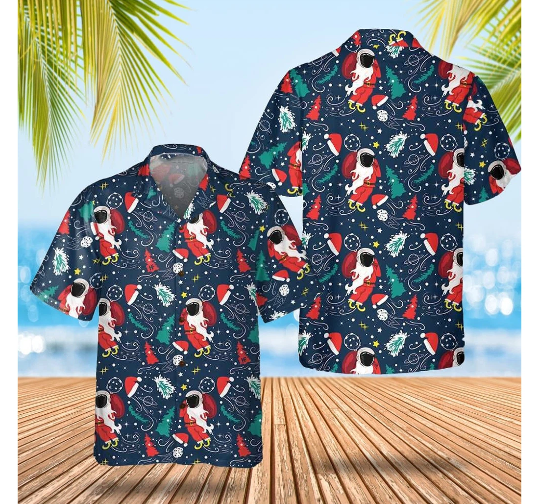 Personalized Cartoon Santa Claus Flying In Space Christmas Best Gifts Him Hawaiian Shirt, Button Up Aloha Shirt For Men, Women