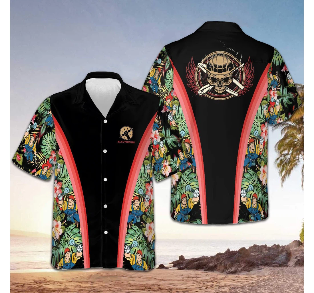 Personalized Electrician Gift Ideas Electricians Hawaiian Shirt, Button Up Aloha Shirt For Men, Women