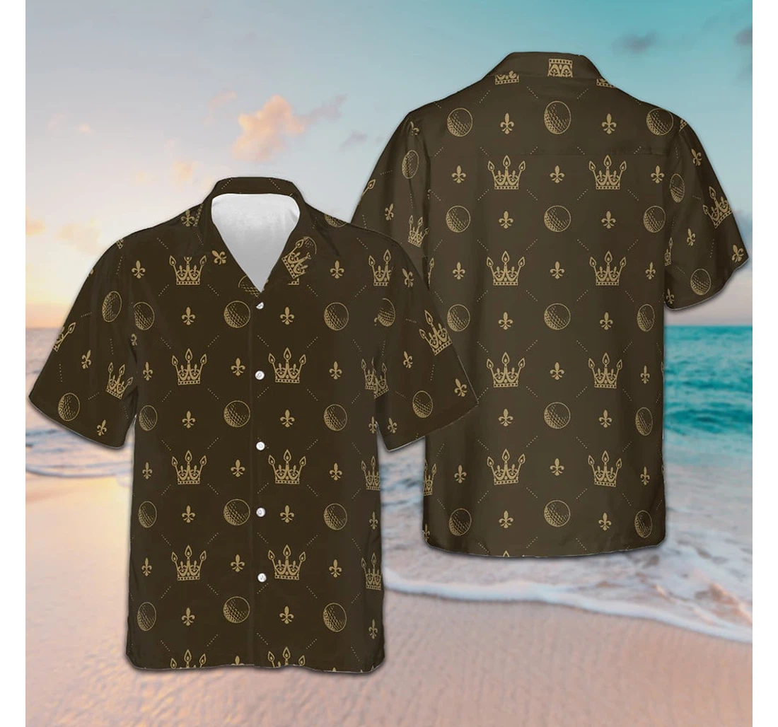 Personalized Royal Golf Ball Crown Gift Ideas Golf Lovers Hawaiian Shirt, Button Up Aloha Shirt For Men, Women
