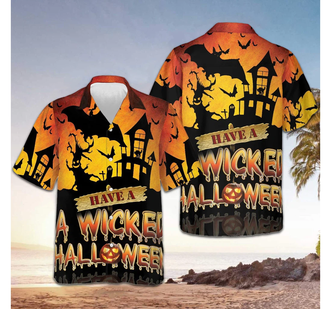 Personalized I Have A Wicked Halloween Bat Spooky Halloween Hawaiian Shirt, Button Up Aloha Shirt For Men, Women