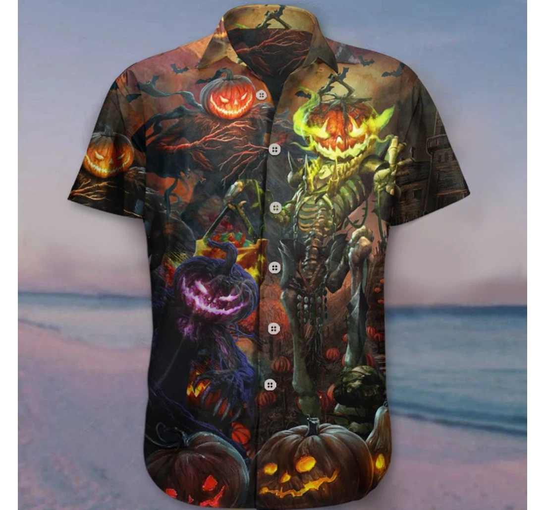 Personalized Halloween Themed Halloween Tshirt Apparel Adult Hawaiian Shirt, Button Up Aloha Shirt For Men, Women