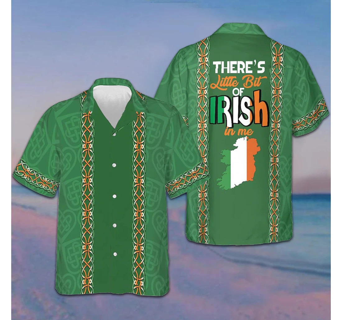 Personalized There’s A Little Bit Of Irish In Me Saint Patrick's Day Hawaiian Shirt, Button Up Aloha Shirt For Men, Women