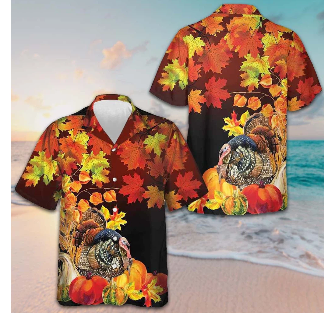 Personalized Thanksgiving Turkey Birds With Harvest Funny Family Thanksgiving Gift Hawaiian Shirt, Button Up Aloha Shirt For Men, Women