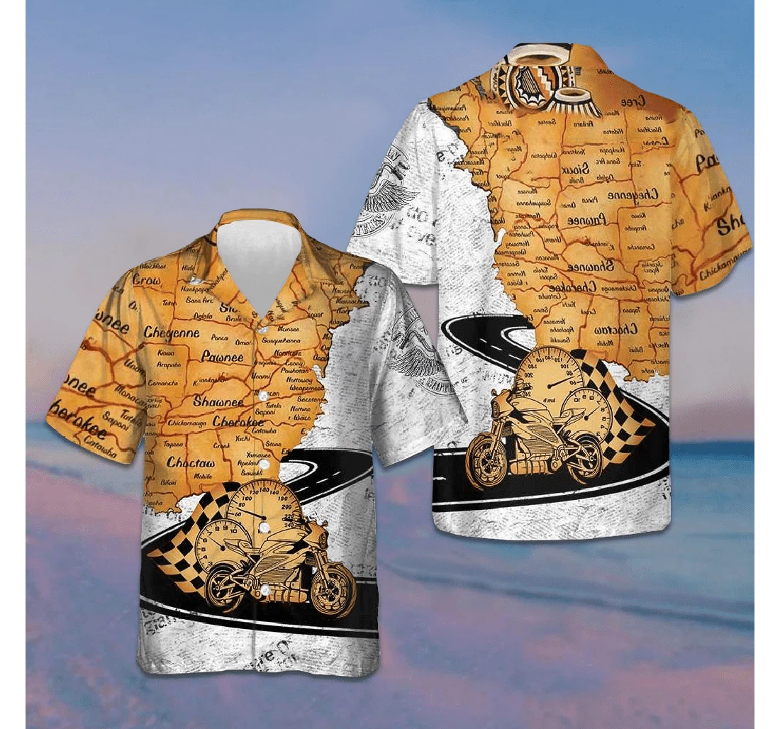 Personalized Native American Born Ride Racing Gifts Motorcycle Lovers Hawaiian Shirt, Button Up Aloha Shirt For Men, Women